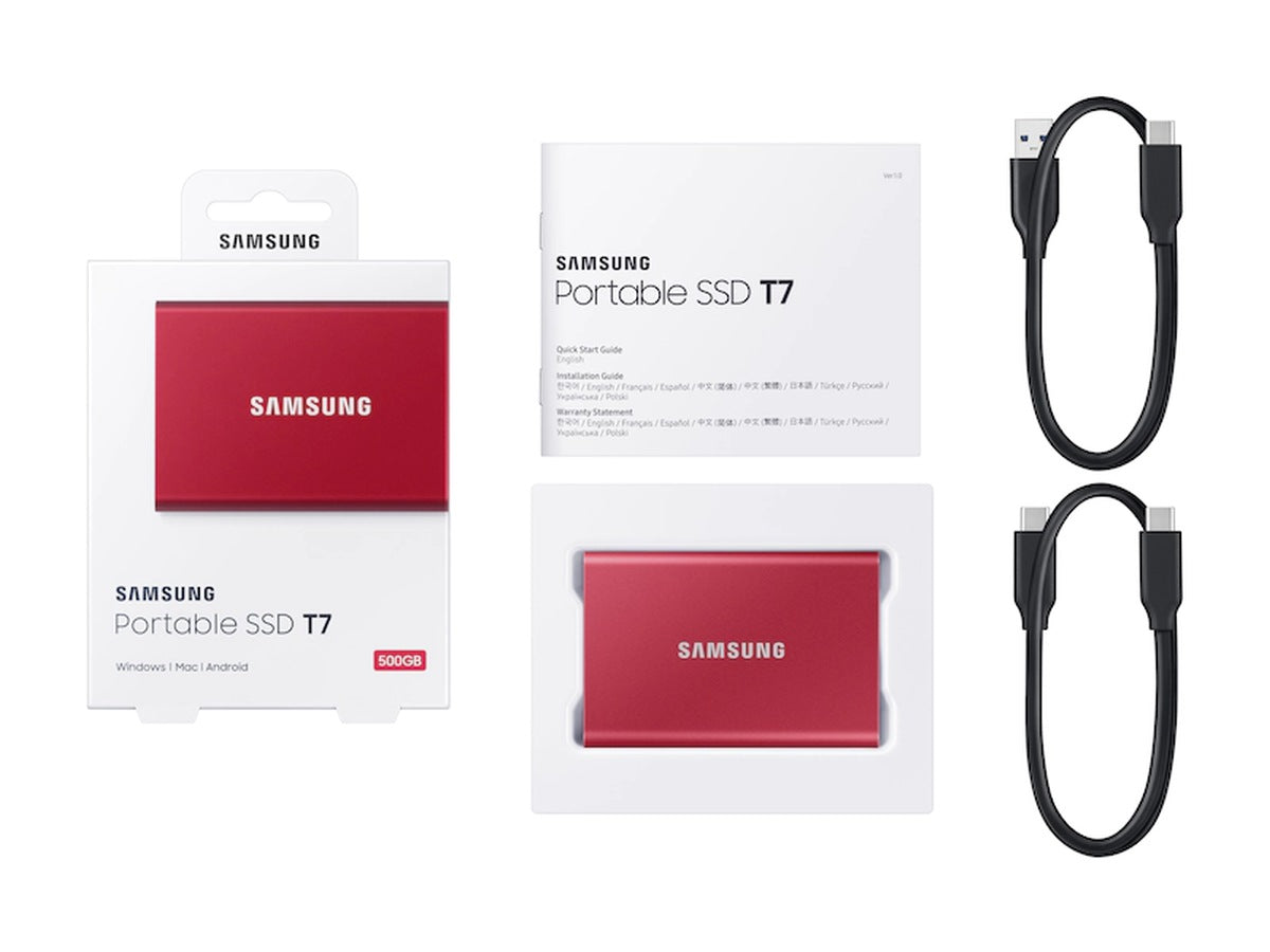 Disco duro SSD externo SAMSUNG T7 ROJO 1TB 3.2 TIPO C 1050MB/S