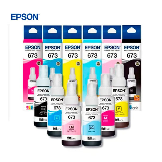 PACK X6 TINTAS 673 Epson T673 Ecotank L800 L1800 70ml