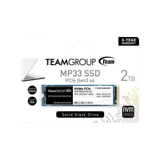 DISCO SSD TEAMGROUP NVME MP33 2TB PCIe 3x4 con NVMe 1.3 (TM8FP6002T0C101)
