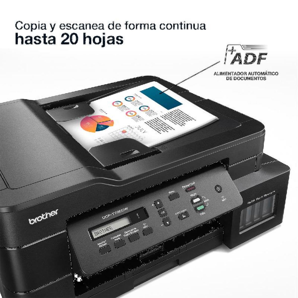 Impresora Multifuncional Brother T720 Sistema Continuo WIFI ADF DUPLEX