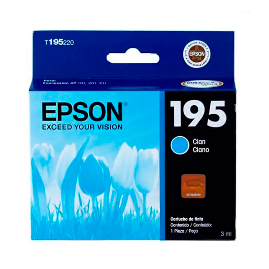 CARTUCHO EPSON 195 CIAN PARA XP20 XP101 201 204 XP-211 214 401 411 - T195220
