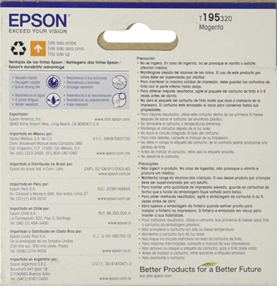 CARTUCHO EPSON 195 MAGENTA PARA XP20 XP101 201 204 XP-211 214 401 411 - T195320