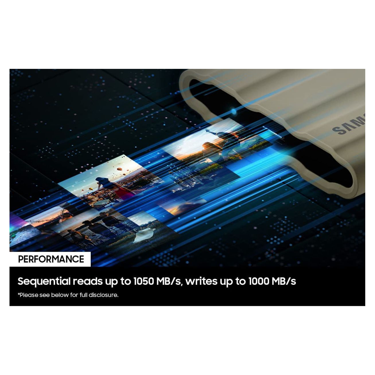 Disco SSD externo SAMSUNG T7 SHIELD 4TB 3.2 TIPO C 1050MB/S 10Gbps