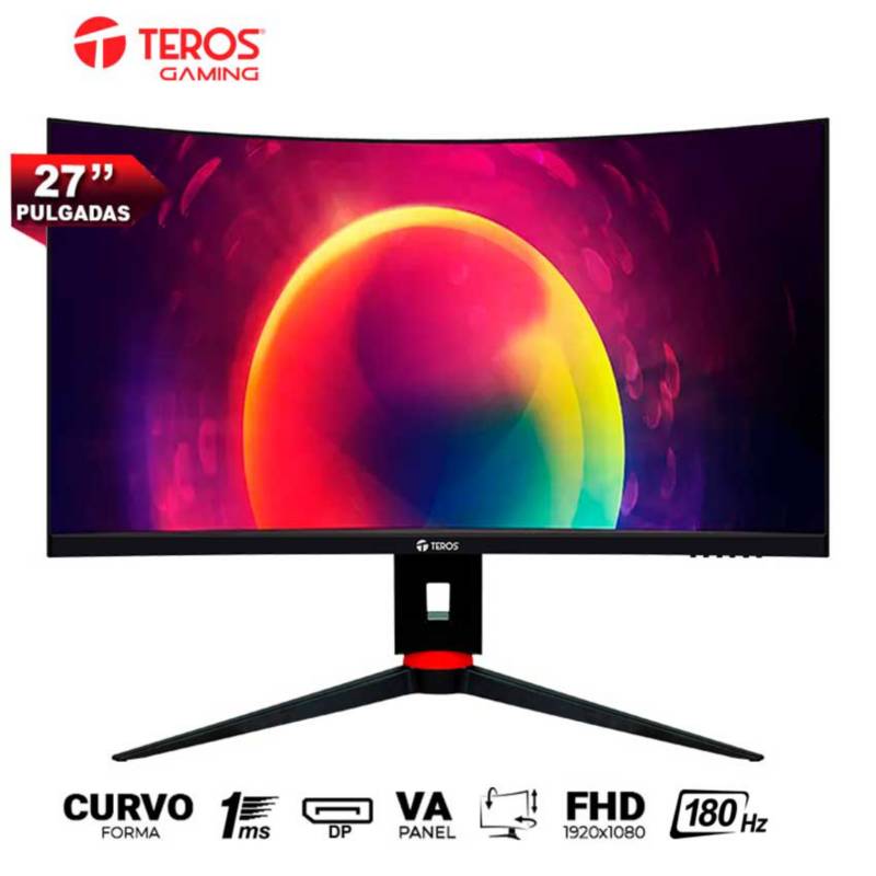 MONITOR CURVO TEROS TE-2766G 27' VA FULL HD 180HZ 1MS DP HDMI VESA PIVOTE GIRO AJUSTE DE ALTURA