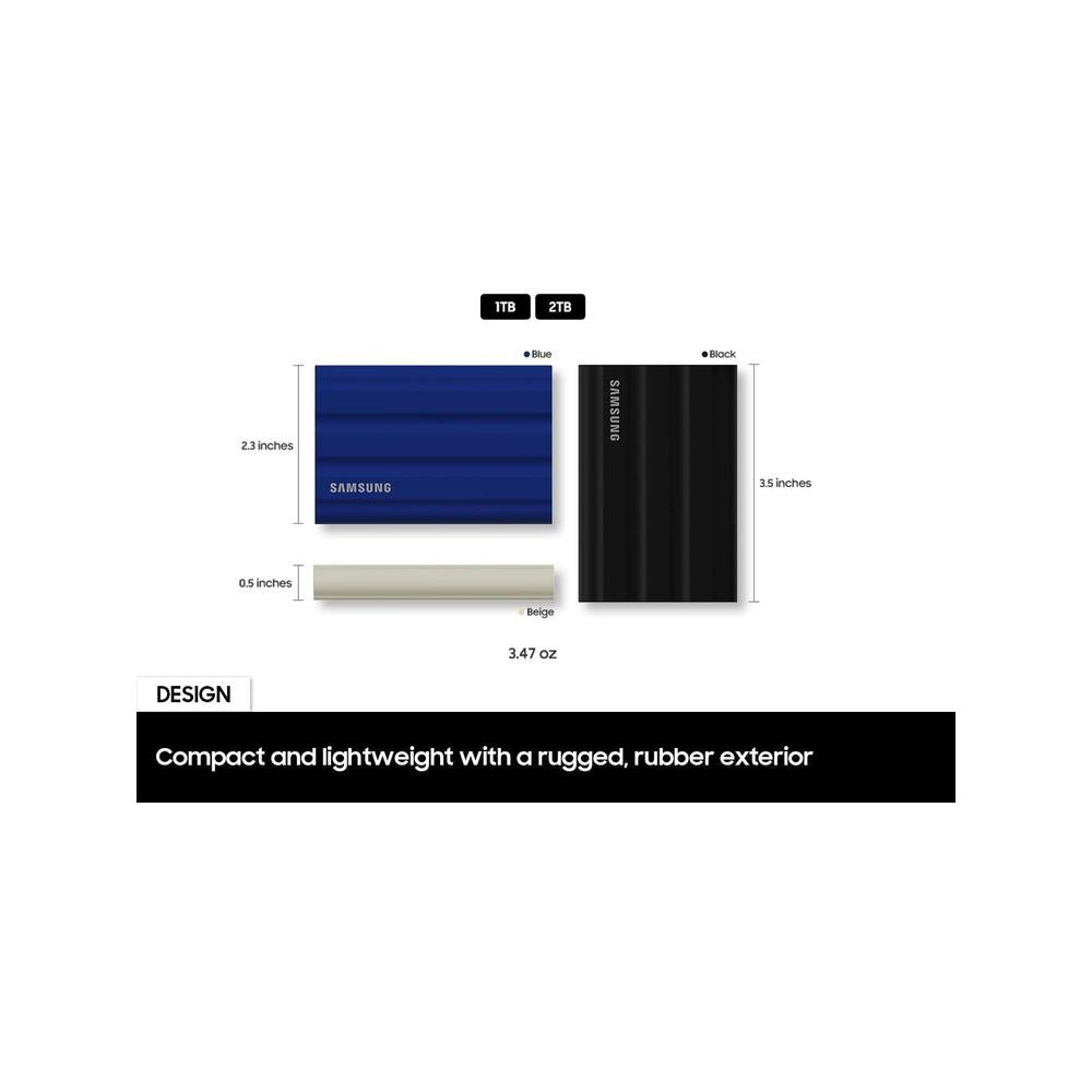 Disco SSD externo SAMSUNG T7 SHIELD 2TB 3.2 TIPO C 1050MB/S AZUL