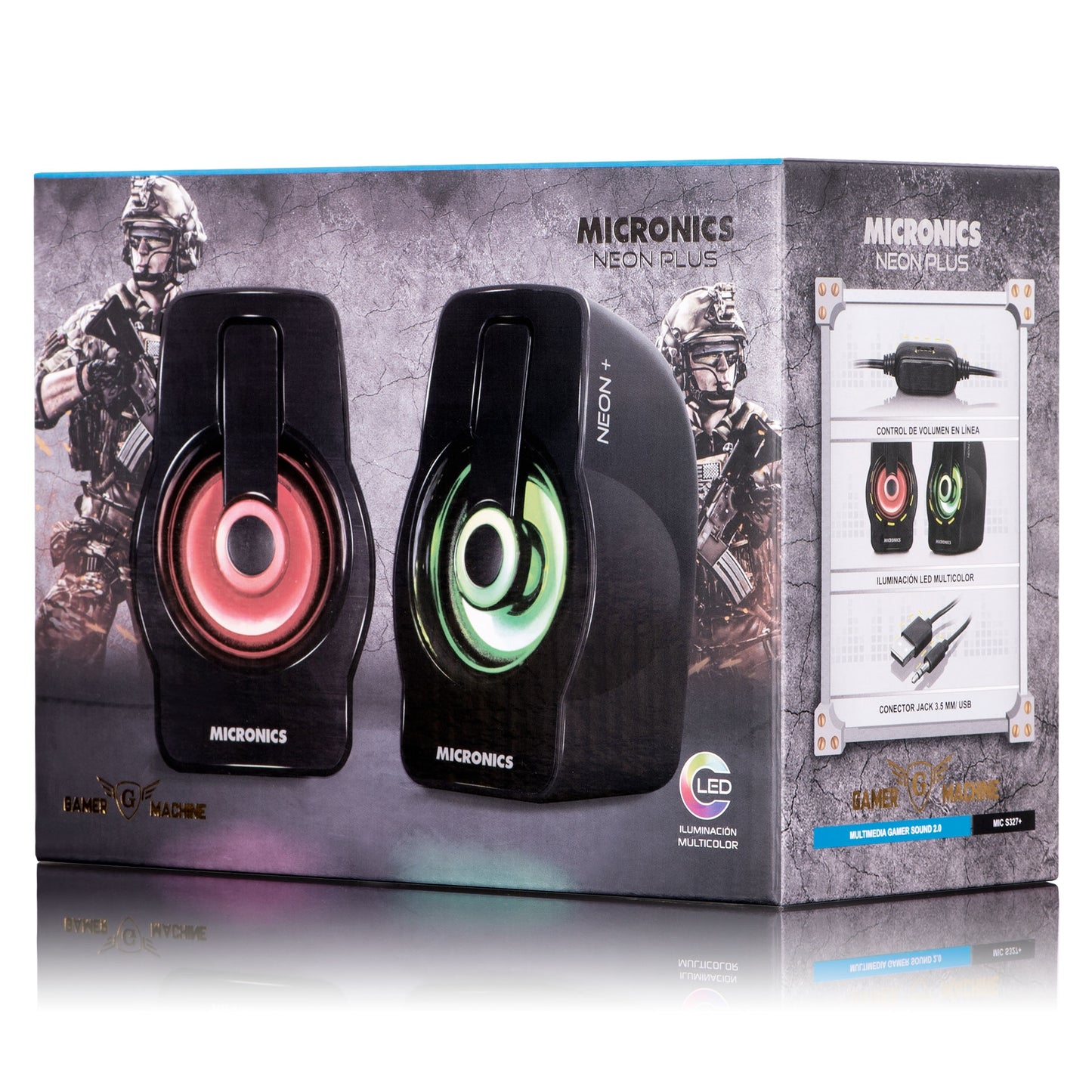 PARLANTE GAMING MICRONICS NEON PLUS S327+ Led RGB USB