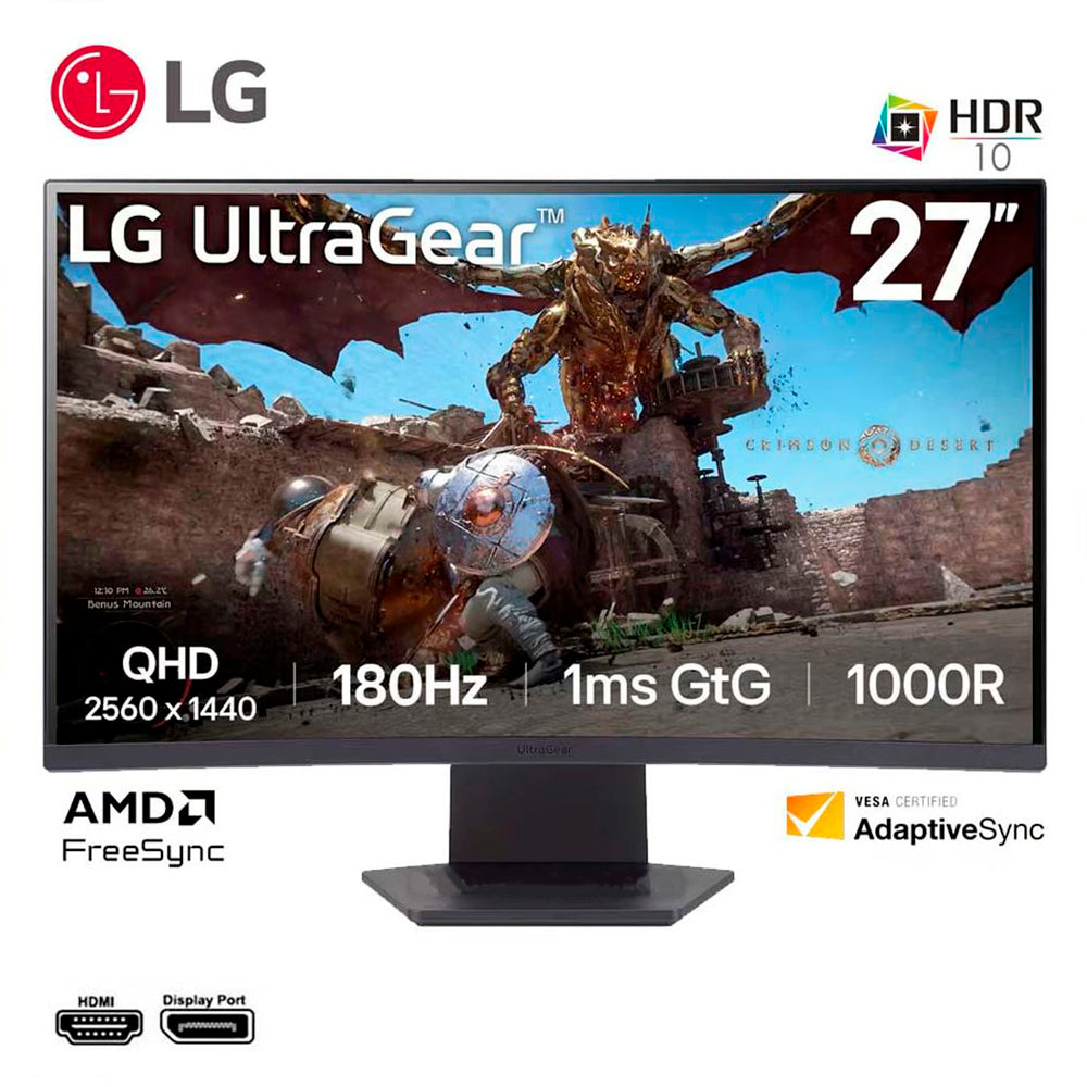 MONITOR GAMING ULTRAGEAR LG 27GS60QC-B 27' CURVO VA 180HZ 1MS CURVO HDR10 DISPLAYPORT