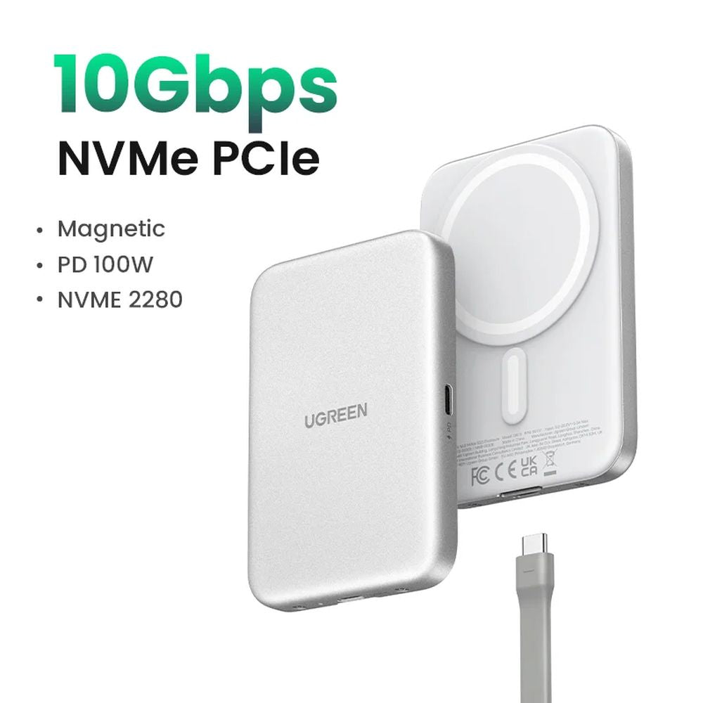 ENCLOSURE SSD NMVE UGREEN CARCASA MAGNETICA 10GPBS DATOS USB-C CARGA M / B+M KEY (D619 55151)