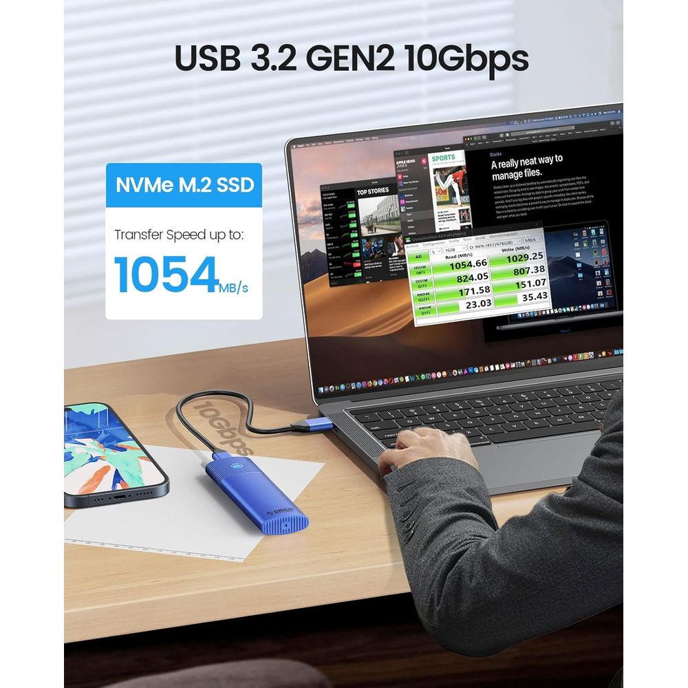 ENCLOSURE ORICO SSD M.2 NVMe 10Gbps AZUL PWM2-G2-BK CASE SSD