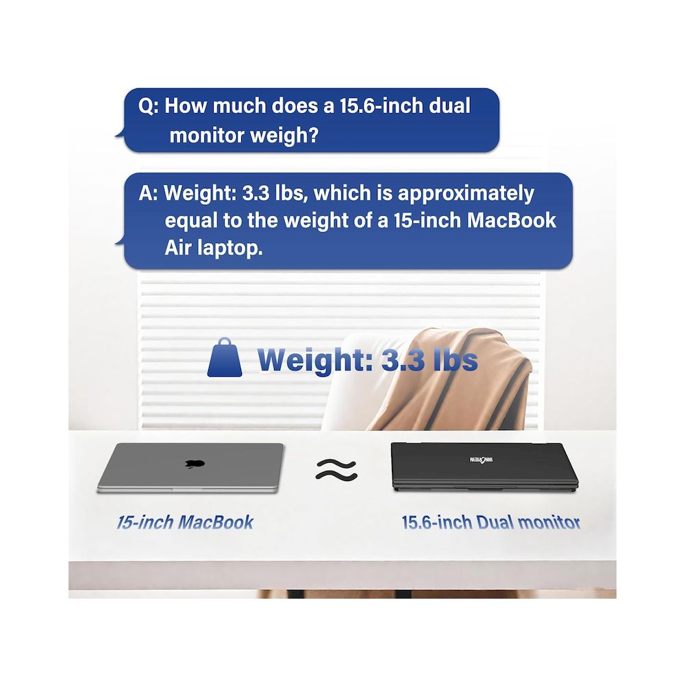 MONITOR PORTATIL DUAL INNOVIEW 15.6' FULL HD IPS 60HZ 3MS EXTENSOR 3 MODOS WINDOWS MAC