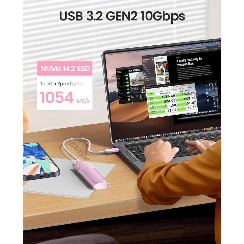 ENCLOSURE ORICO SSD M.2 NVMe 10Gbps ROSADO PWM2-G2-PK CASE SSD ROSA