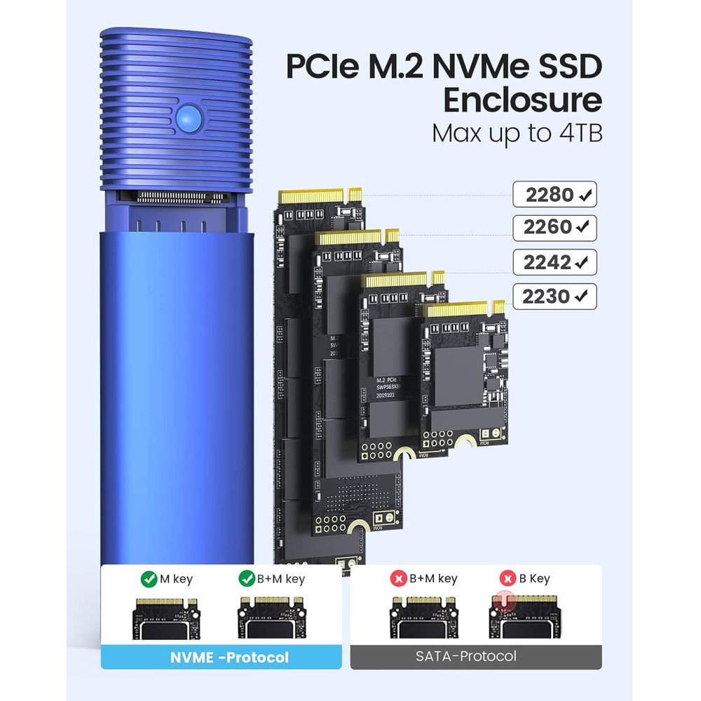 ENCLOSURE ORICO SSD M.2 NVMe 10Gbps AZUL PWM2-G2-BK CASE SSD