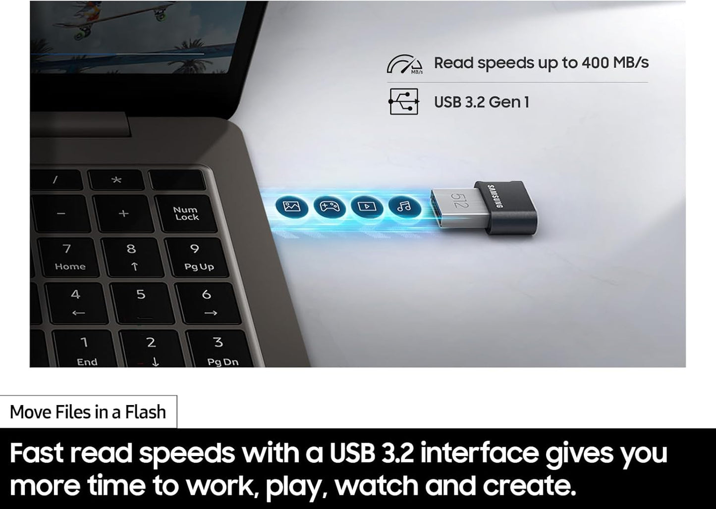 MEMORIA USB 3.2 512GB SAMSUNG FIT PLUS GRIS PEQUEÑO