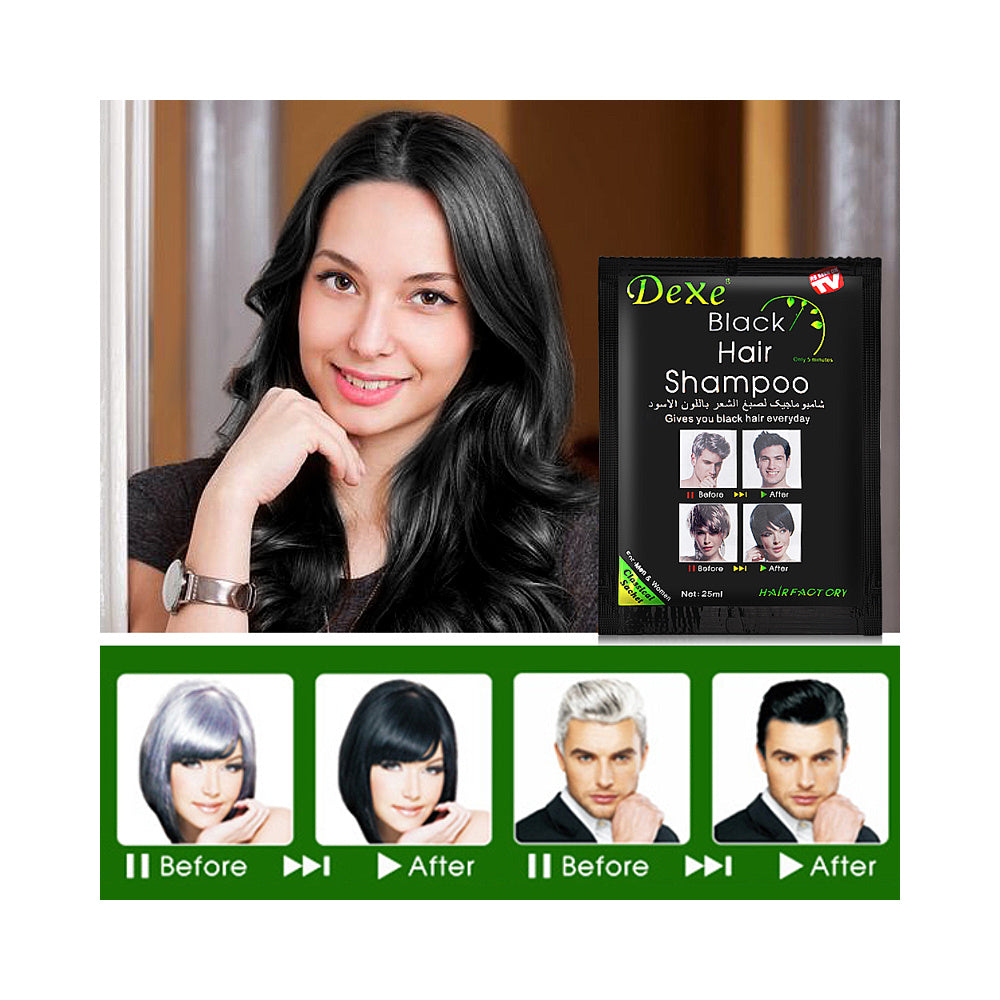 10 Shampoo Tinte Para El Cabello Dexe Quita Canas - Negro