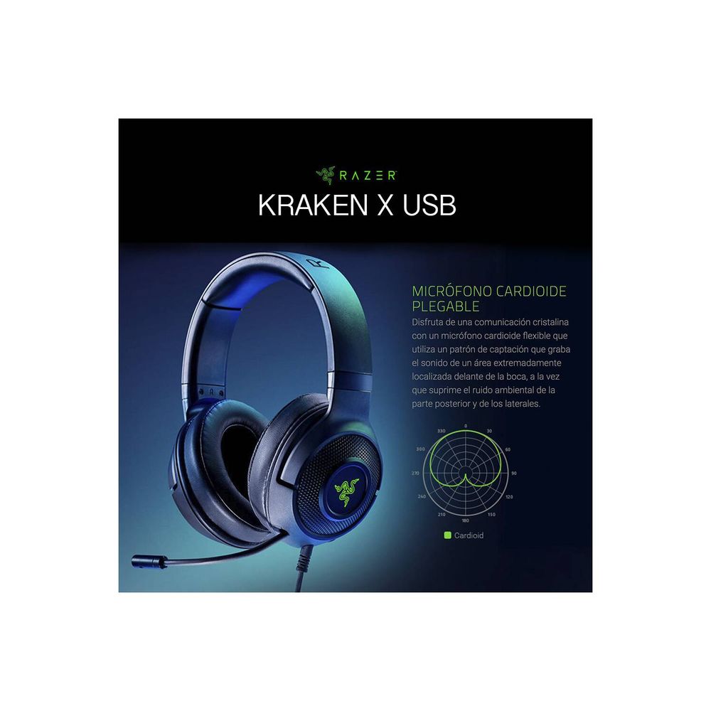 Audifonos Gamer Razer Kraken x USB SONIDO 7.1 PC - SWITCH CONTROLADORES DE VOLUMEN