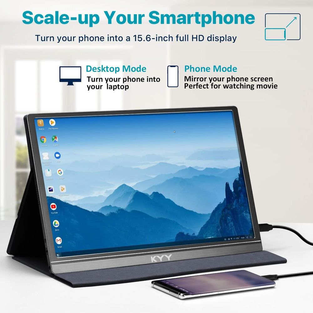 MONITOR PORTÁTIL KYY K3 15.6" IPS Full HD 1080p USB C HDMI INCLUYE FUNDA SMART