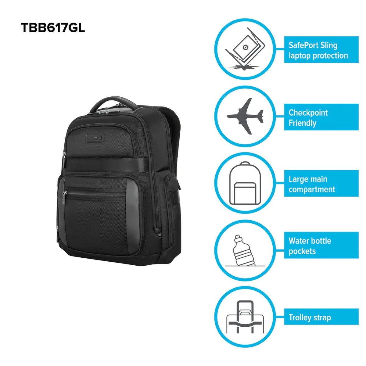 MOCHILA TARGUS MOBILE ELITE 15.6' PORTA LAPTOP CHECKPOINT FRIENDLY (TBB617GL)