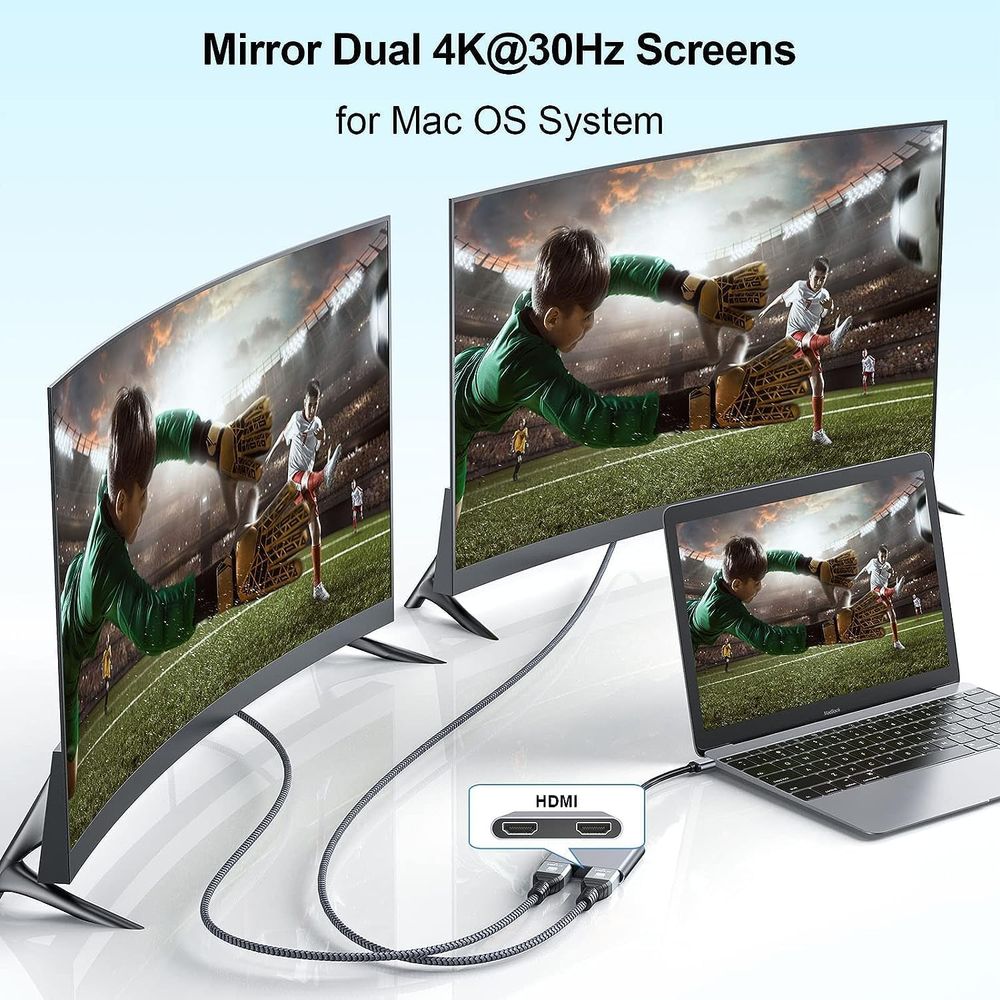 ADAPTADOR VIDEO USB C A HDMI 2 SALIDAS HDMI PC MAC IPAD
