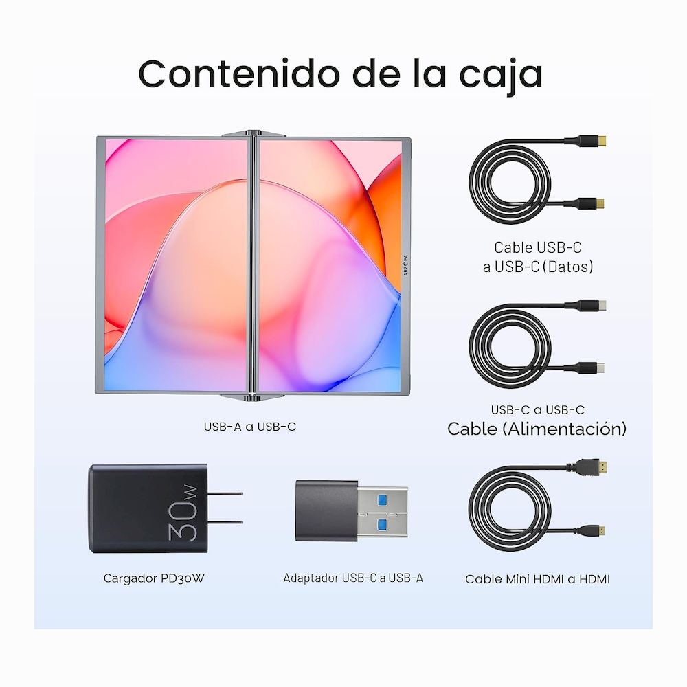 MONITOR ARZOPA DUAL E1 15.6' FULL HD SRGB 100% IPS LIGERO PEGABLE