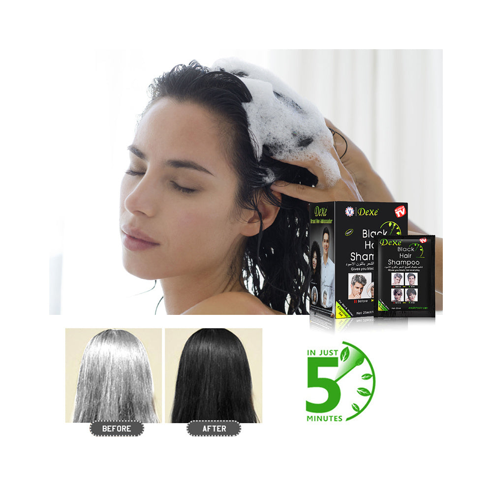 10 Shampoo Tinte Para El Cabello Dexe Quita Canas - Negro