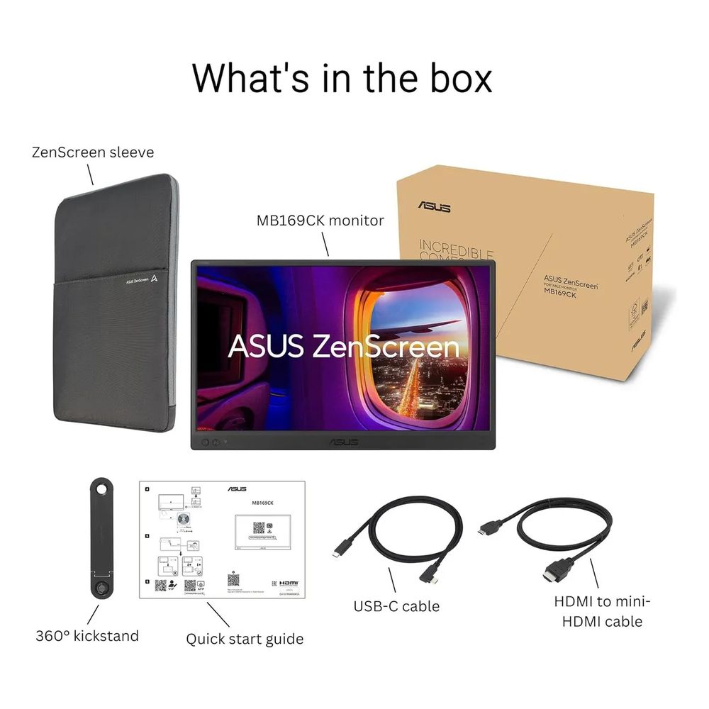 Monitor Portátil 15.6 ASUS ZENSCREEN FULL HD IPS LED 5MS 60HZ CON SOPORTE 360°