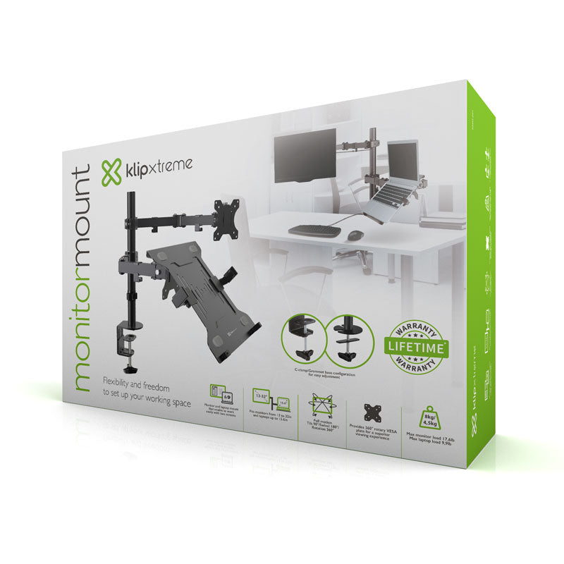 RACK KLIP XTREME SOPORTE PARA MONITORES 32" Y LAPTOP 15.6" KMM-301