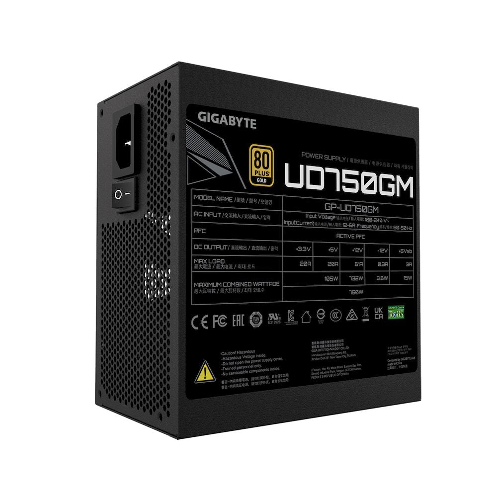 Fuente GIGABYTE GP-UD750GM ATX 750W MODULAR FULL 12-6 A FAN 80 PLUS GOLD GAMER