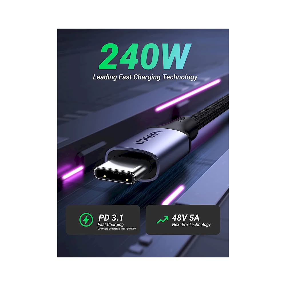 Cable UGREEN USB-C a USB-C carga rápida nylon 240W 2m US535 USB C a USB C
