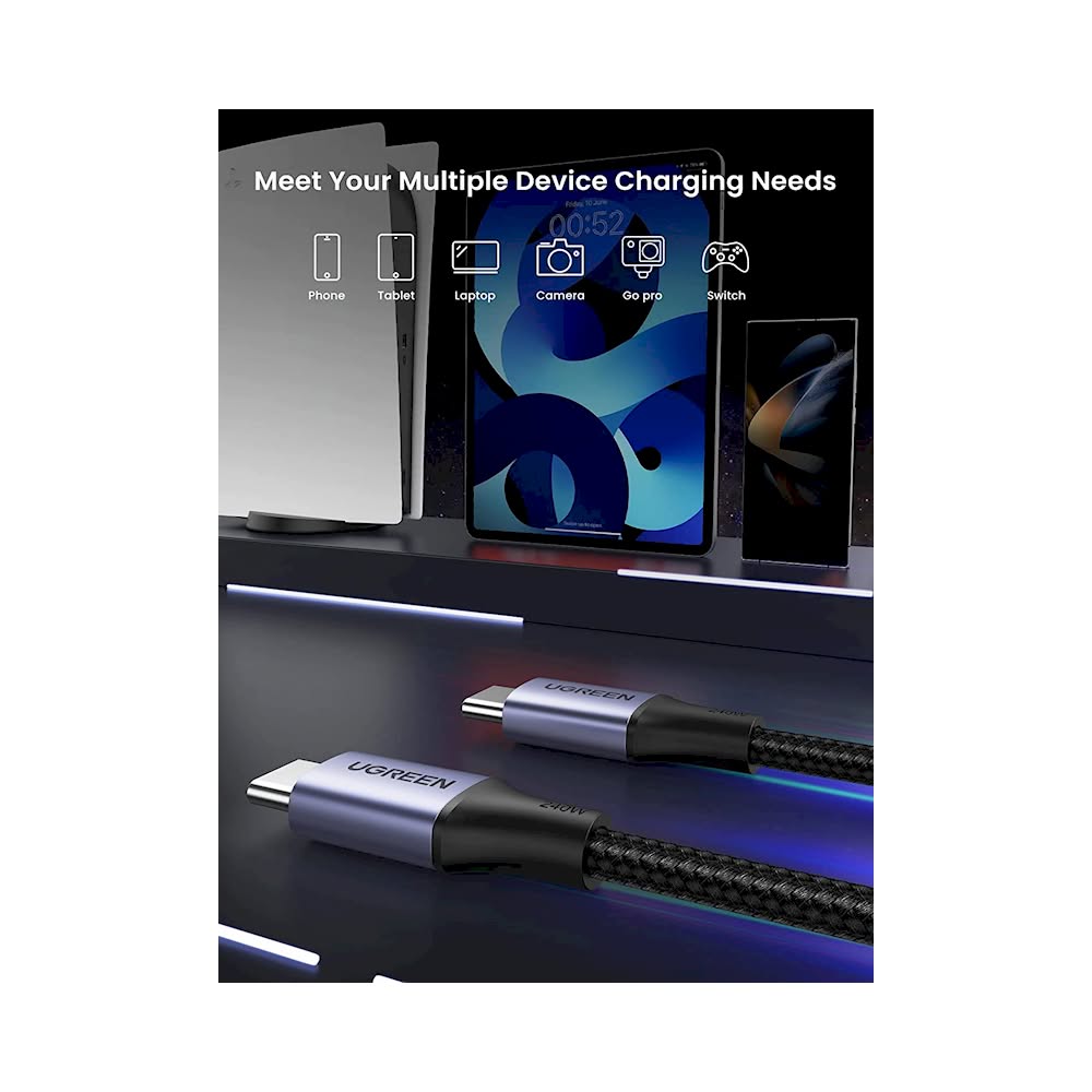 Cable UGREEN USB-C a USB-C carga rápida nylon 240W 2m US535 USB C a USB C