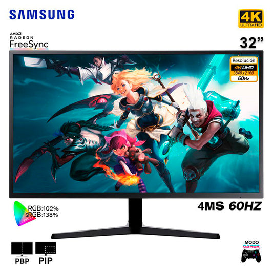 Monitor Samsung 32J590 32' 4K UHD 4MS 60HZ FreeSync sRGB 138% (LU32J590UQLXPE)