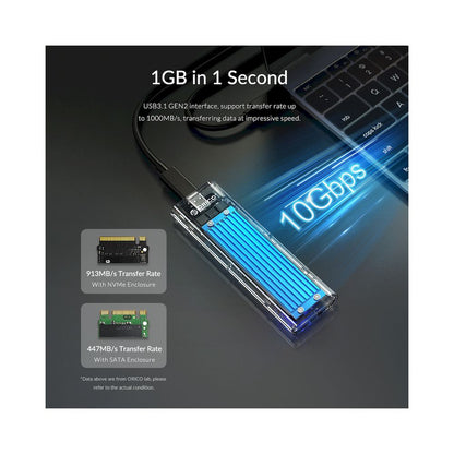 ORICO NVME M.2 USB3.1 Gen2 10Gbps Caja SSD externa transparente
