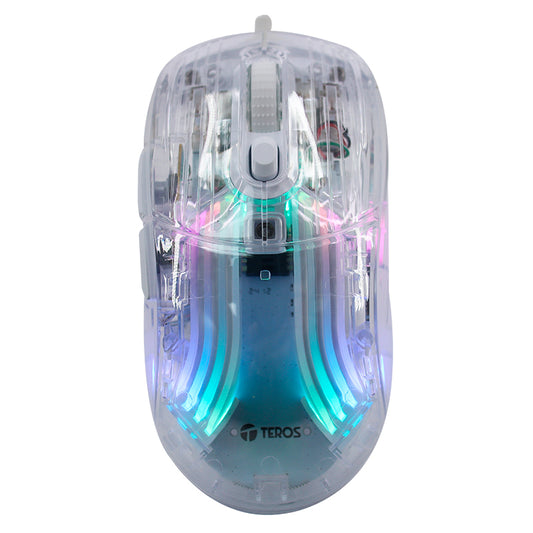 MOUSE ÓPTICO GAMER TEROS TE-1216G HASTA 7200 DPI RECEPTOR USB 7 BOTONS