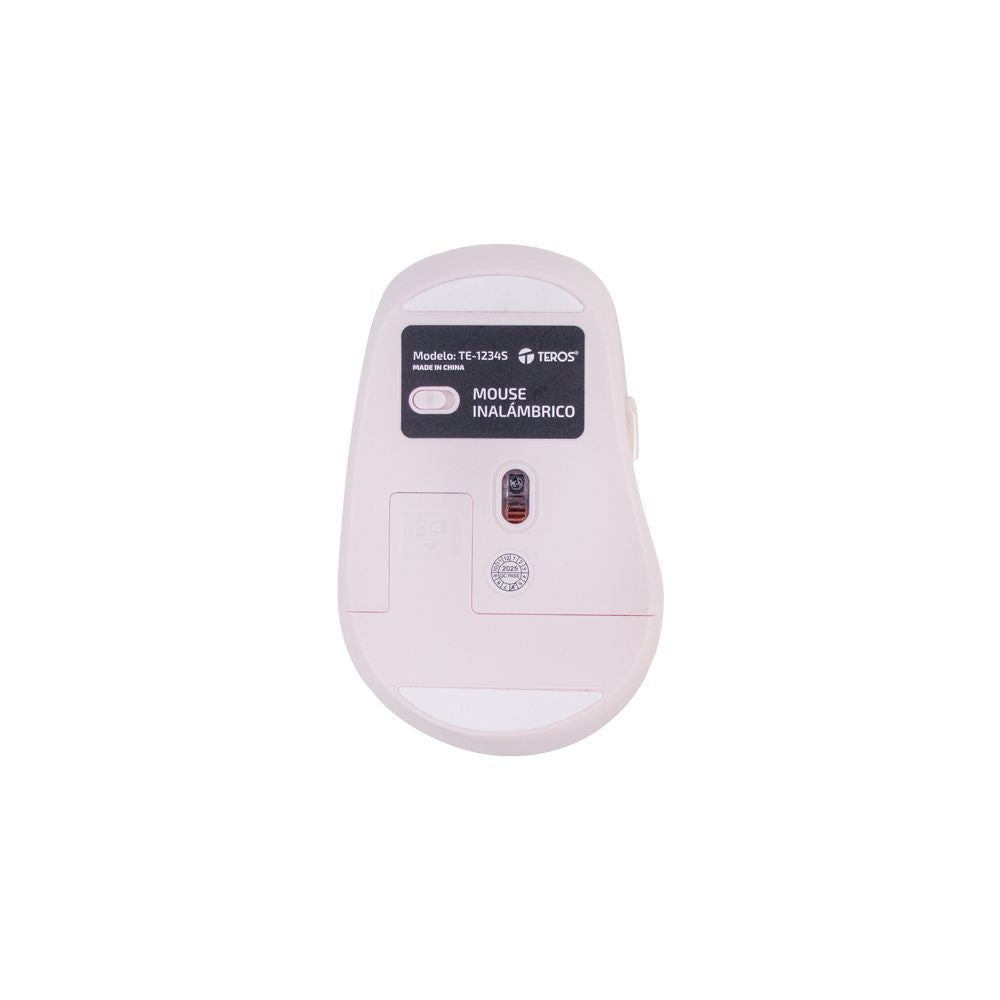 MOUSE INALAMBRICO TEROS TE-1234S USB 2.4GHZ 6 BOTONES ROSA PASTEL