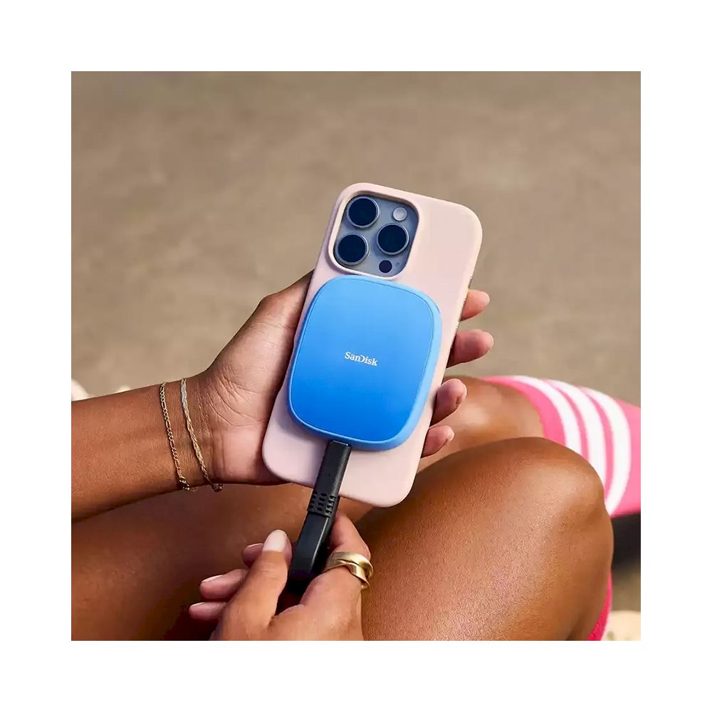 DISCO PORTABLE SSD CREATOR PHONE AZUL Sandisk 2TB 1000Mb/s 950 MB/S COMPATIBLE IPHONE 15 16