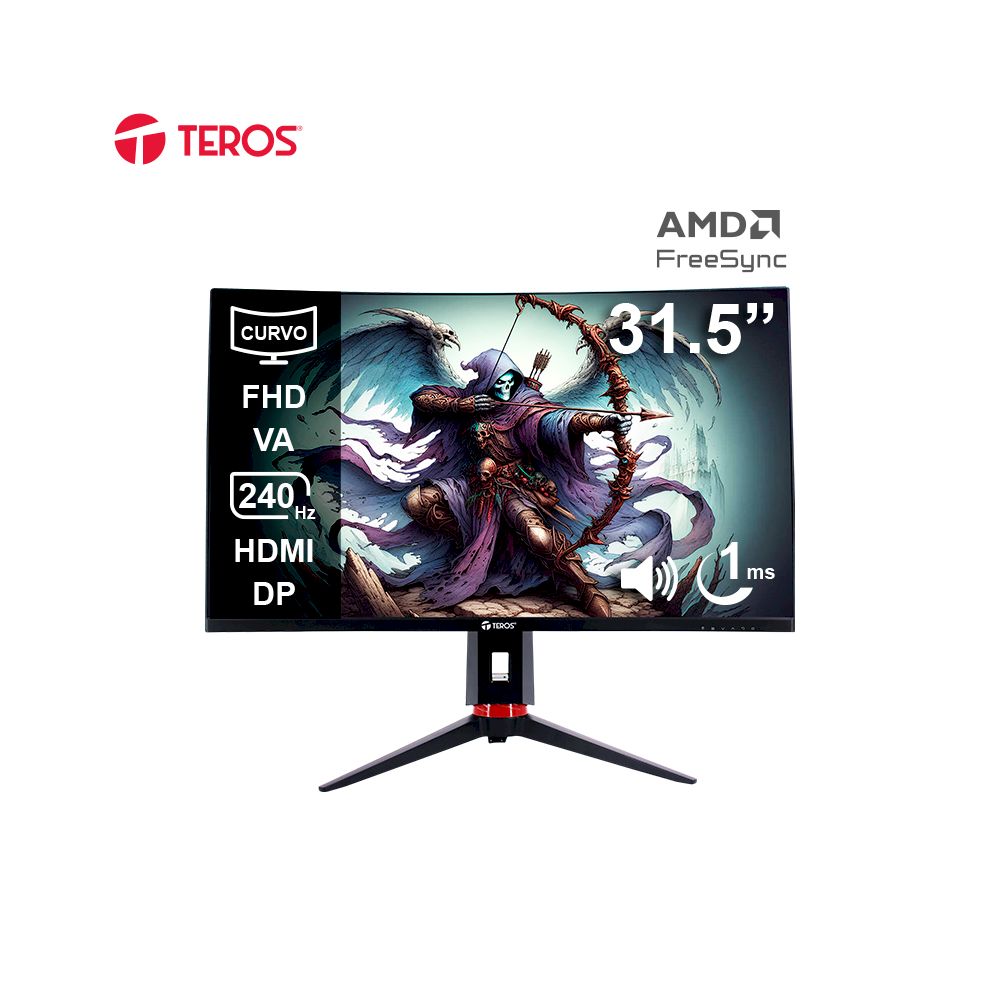 Monitor Teros TE-3219G 31.5 Curvo FHD 240Hz 1MS HDMI DP AUDIO OUT