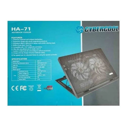 CYBERCOOL HA-71 LED BLUE METAL ERGONOMICO USB COOLER PARA NOTEBOOK