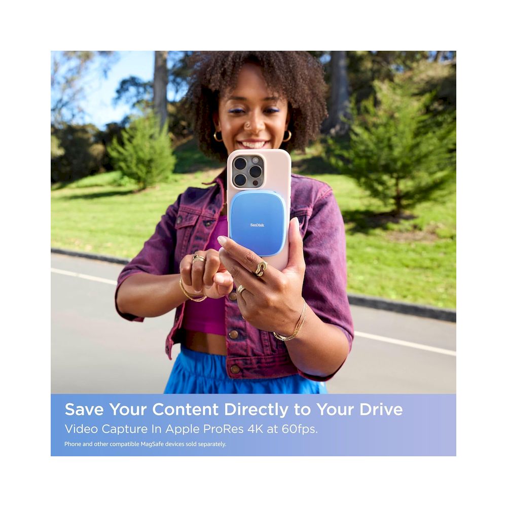 DISCO PORTABLE SSD CREATOR PHONE AZUL Sandisk 2TB 1000Mb/s 950 MB/S COMPATIBLE IPHONE 15 16