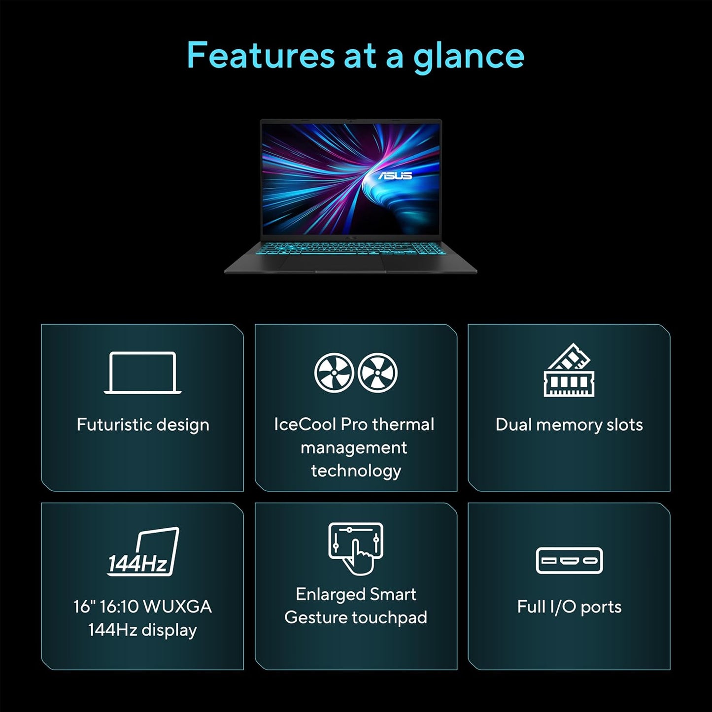 LAPTOP ASUS GAMER V16 V3607VM-DS79 16" 144HZ I7 32GB 1TBSSD VIDEO8GB RTX5060 T.ILUMNADO W11 (V3607VM-DS79)