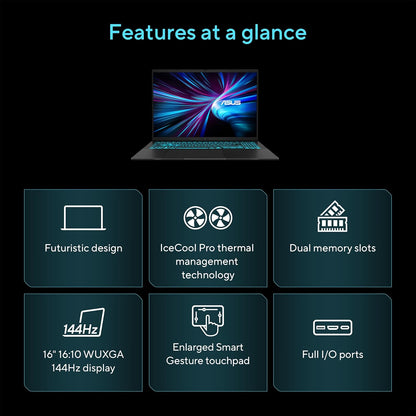 LAPTOP ASUS GAMER V16 V3607VM-DS79 16" 144HZ I7 32GB 1TBSSD VIDEO8GB RTX5060 T.ILUMNADO W11 (V3607VM-DS79)