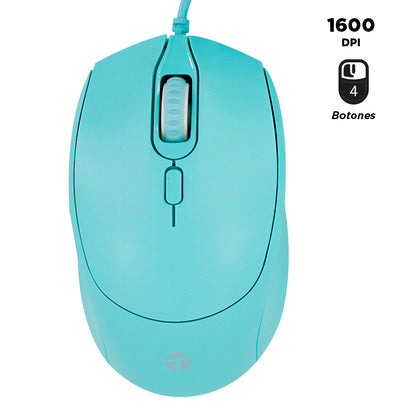 MOUSE OPTICO TEROS TE-1227S 800-1200-1600 DPI USB 4 BOTONES RUEDA
