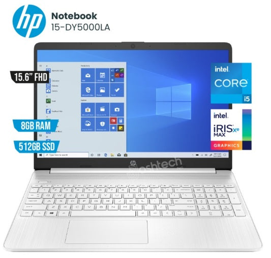 Laptop HP 15-dy5000la 15.6' i5 12VA 8GB 512SSD W11 ULTRA VELOZ (PN 6K2C8LA#ABM)