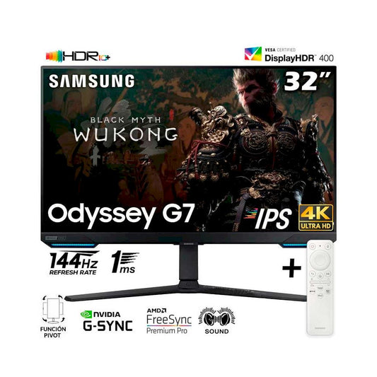 Monitor Samsung ODYSSEY G7 LS32BG702ENXGO 32' IPS 4K UHD 1MS 144HZ G-SYNC DP HDMI 2.1 PARLANTE
