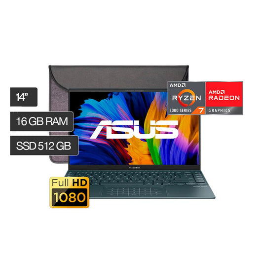 Laptop EMPRESARIAL ZENBOOK UM425Q 14' RYZEN 7 16GB 512GB ILUMINADO METAL