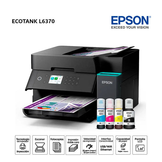 Impresora Multifuncional Epson L6370 DUPLEX A4 WIFI LAN ADF IMPRESORA L6370 ECOTANK L6370