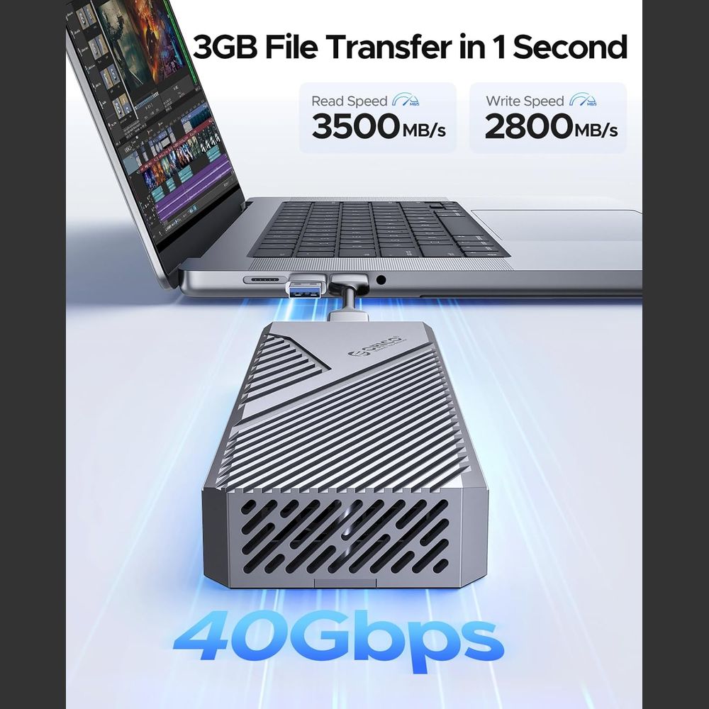 ENCLOSURE M2 NVME CNM2-U4 USB4 Tipo-C THUNDERBOLT 4/3 40GBPS SSD 2230 2242 2260 2280 KEY M COMPATIBLE UASP TRIM (CNM2-U4-GY)