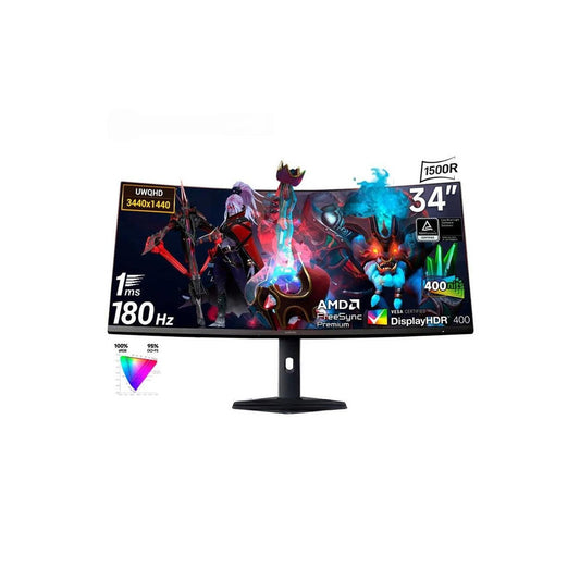 Monitor Xiaomi G34WQi 34 WQHD 180Hz 1ms Curvo ULTRAWIDE 1500R FreeSync Premium DisplayPort HDMI VERSION 2026