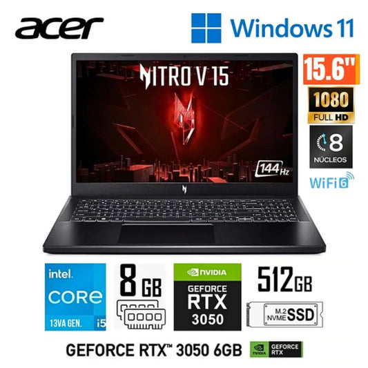 LAPTOP ACER NITRO V15 INTEL CORE I5 13420H (13VA) 8GB 512GB SSD RTX 3050 6GB 144HZ IPS FHD