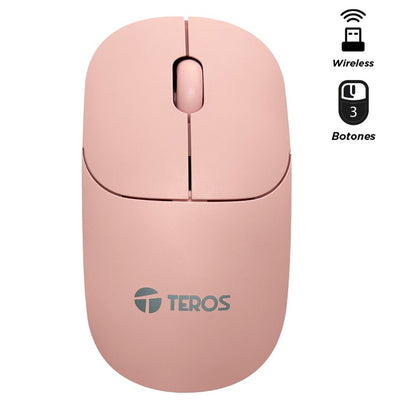 MOUSE OPTICO INALAMBRICO TEROS TE-1218S ROSADO RECEPTOR USB