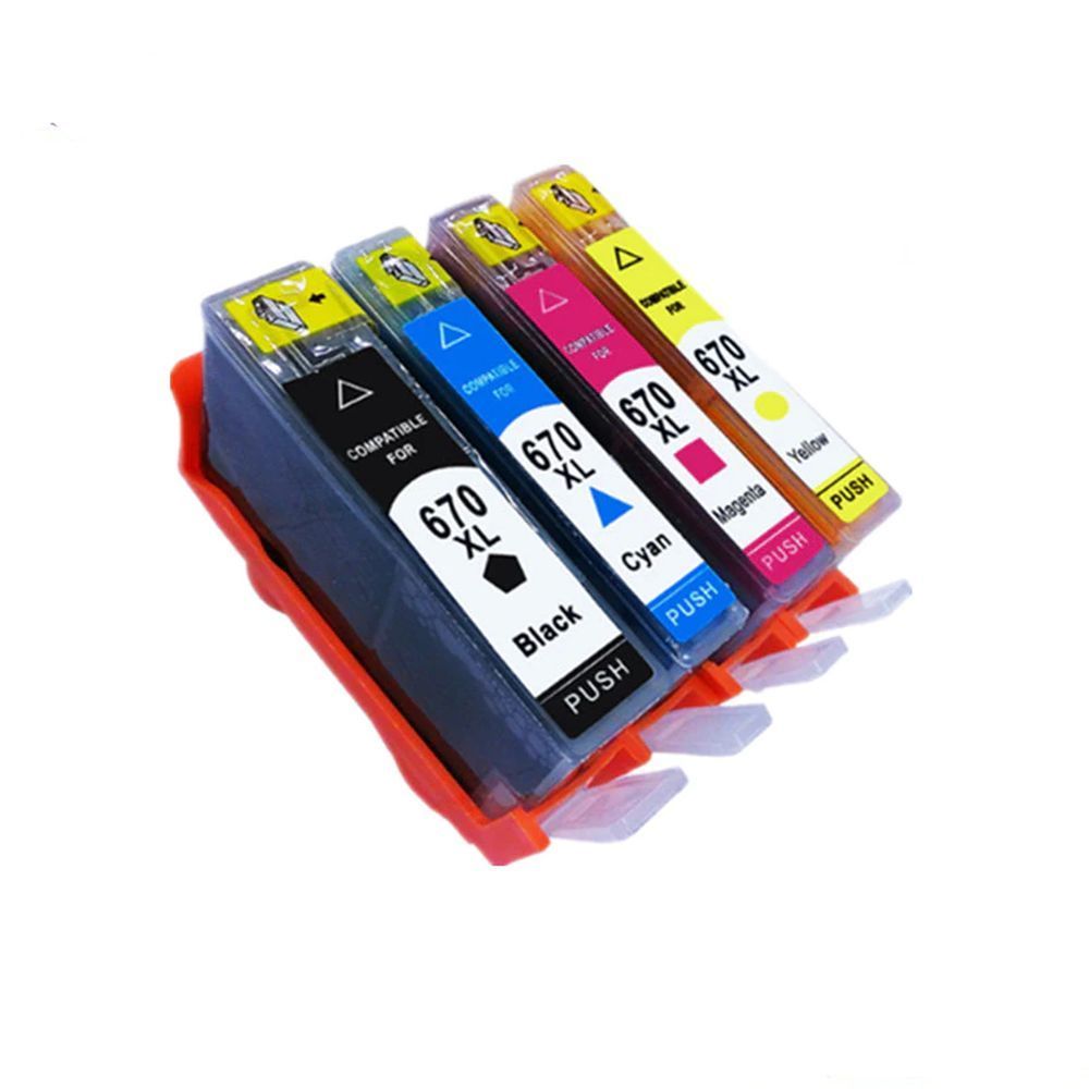 Cartucho HP 670 670XL TINTA HP 670 670XL compatible 3525 4615 4625 5525 6526 PACKx4 COLORES