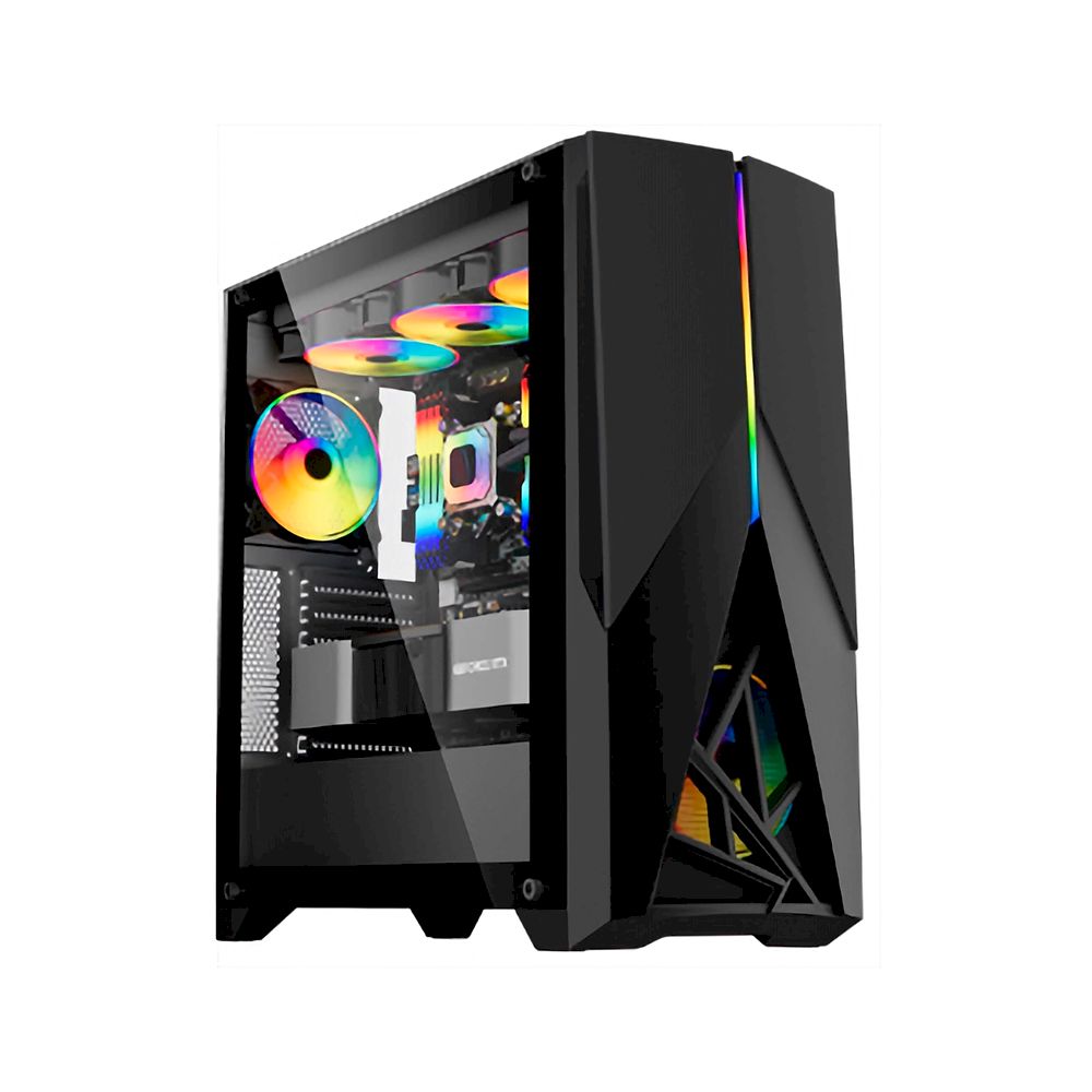 Case GAMING NEGRO ATX TE-1174N MID TOWER ARGB SIN FUENTE LADO VIDRIO
